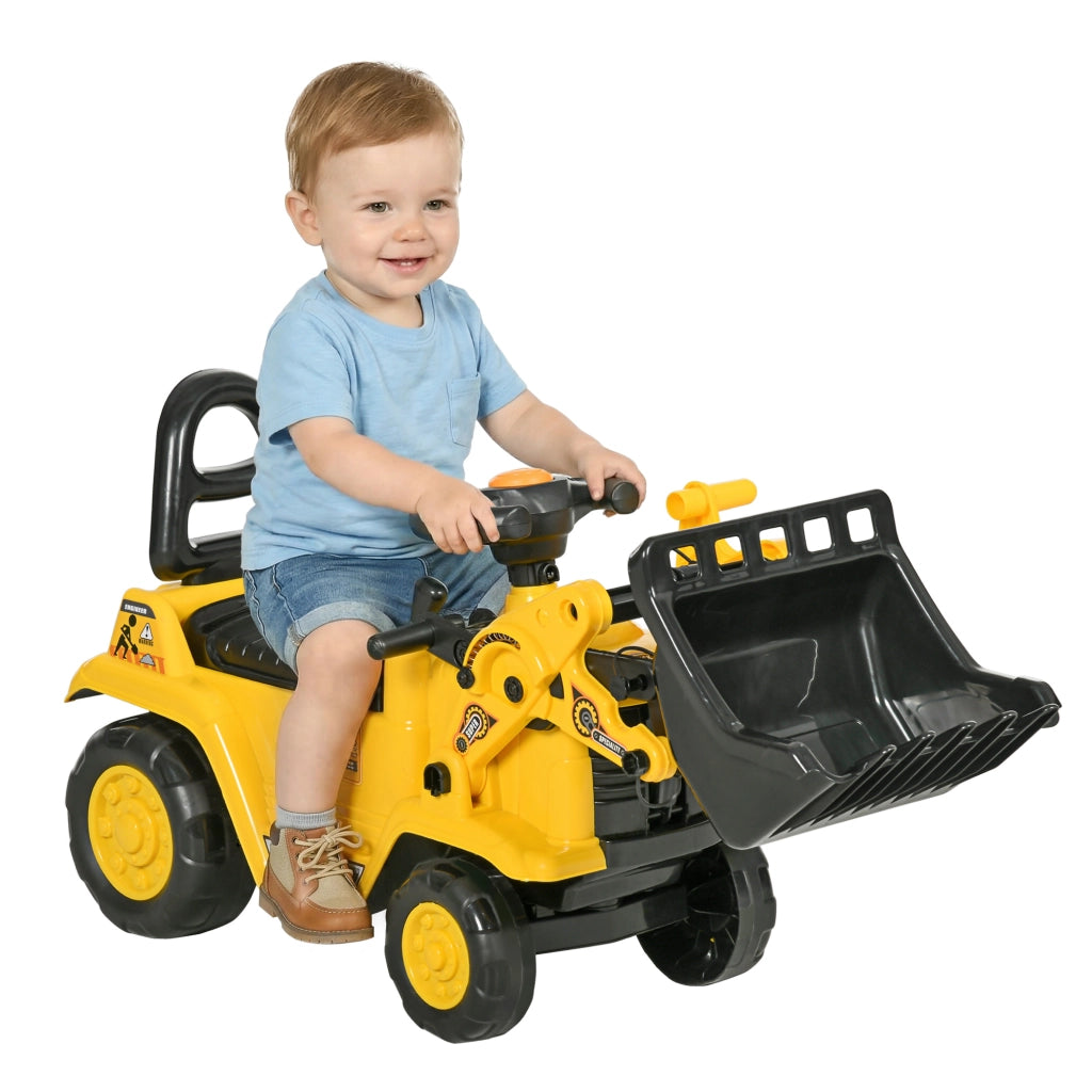 Escavatore Cavalcabile con Pala e Vano Portaoggetti ¨C Xylo ¨C Giallo e Nero, per Bambini 1,5-4 Anni