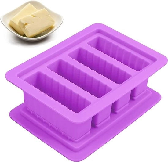 Forma per burro in silicone con coperchio per 4 stick