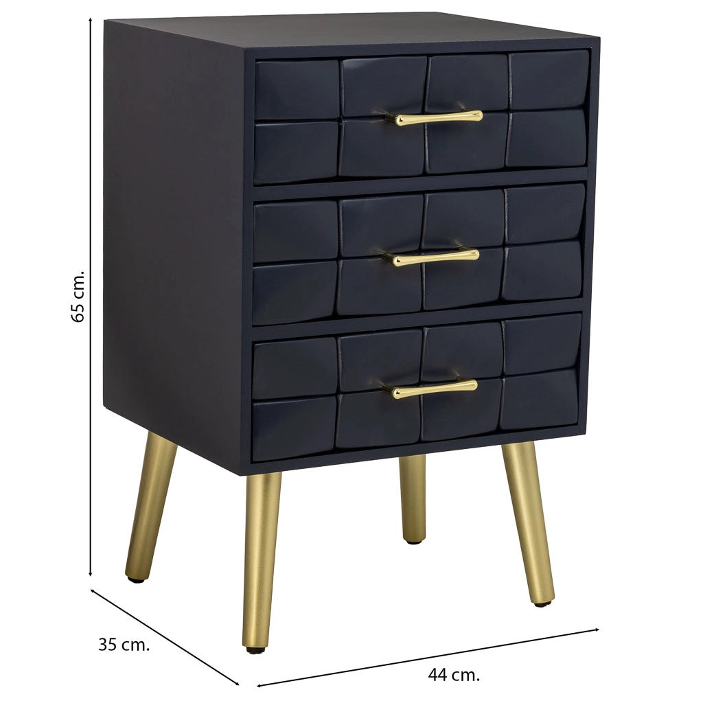 Comodino in legno nero 44x35x65h cm