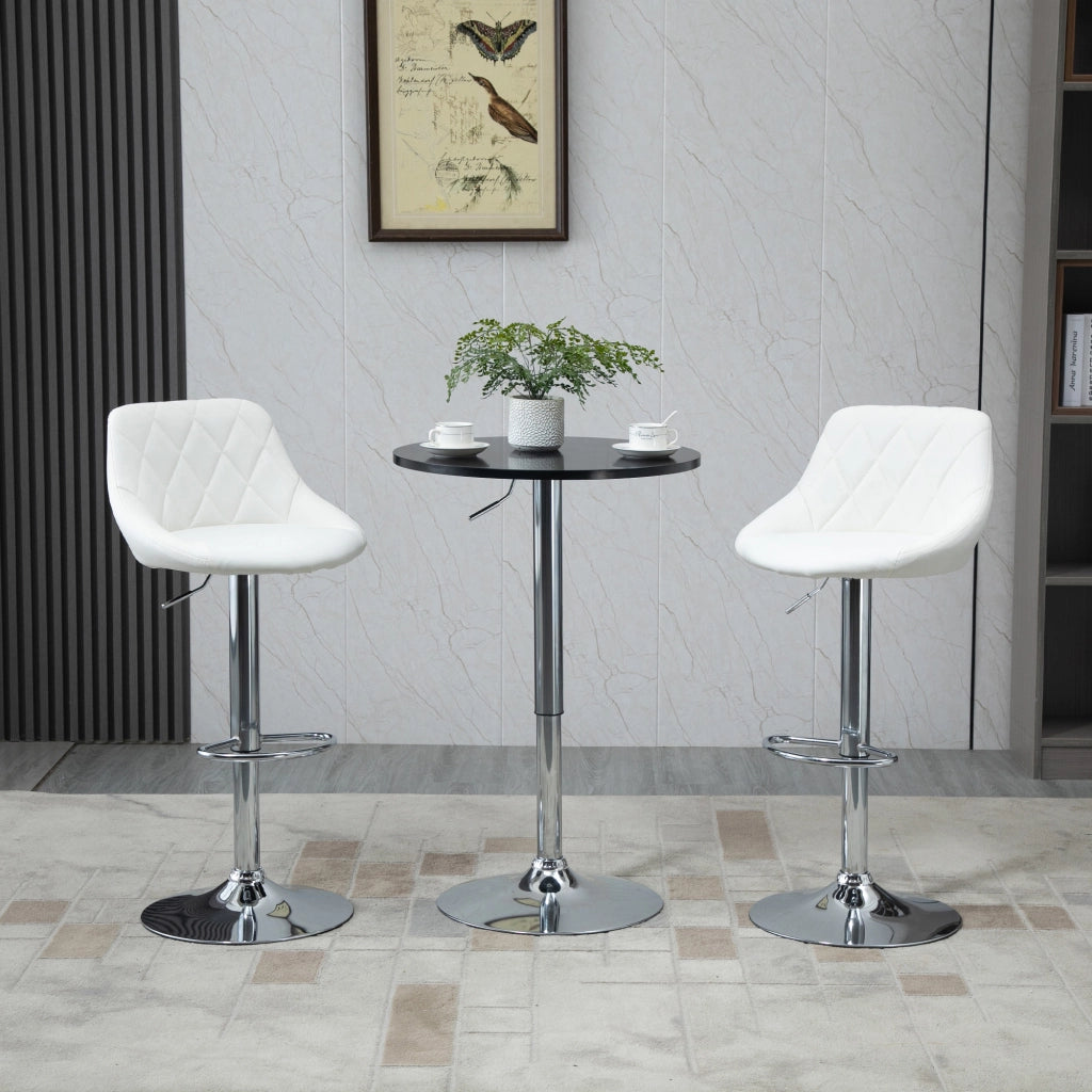 Sgabello Alto Girevole ¨C Xylo ¨C Altezza Regolabile, Metallo, Finta Pelle, Bianco, 46x48x83-104cm