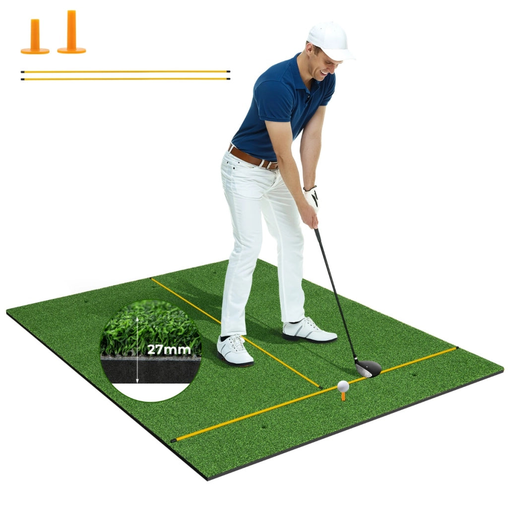 Tappetino golf con 2 punte da golf 2 astine di allineamento fori preforati, Tappetino in erba sintetica 152x117x2,7cm-Golf