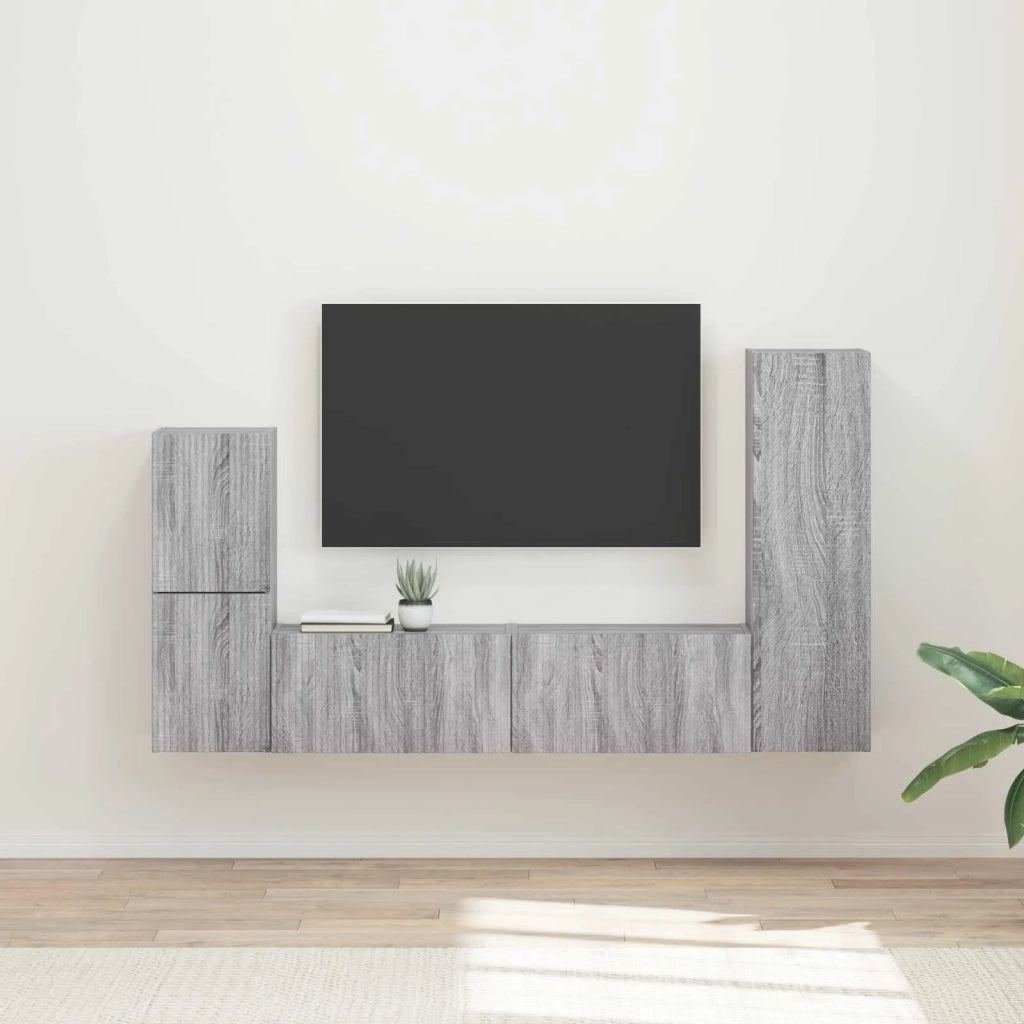Set mobile TV 4 pz | Armadietto TV | Mobile Porta TV Grigio Sonoma Legno multistrato