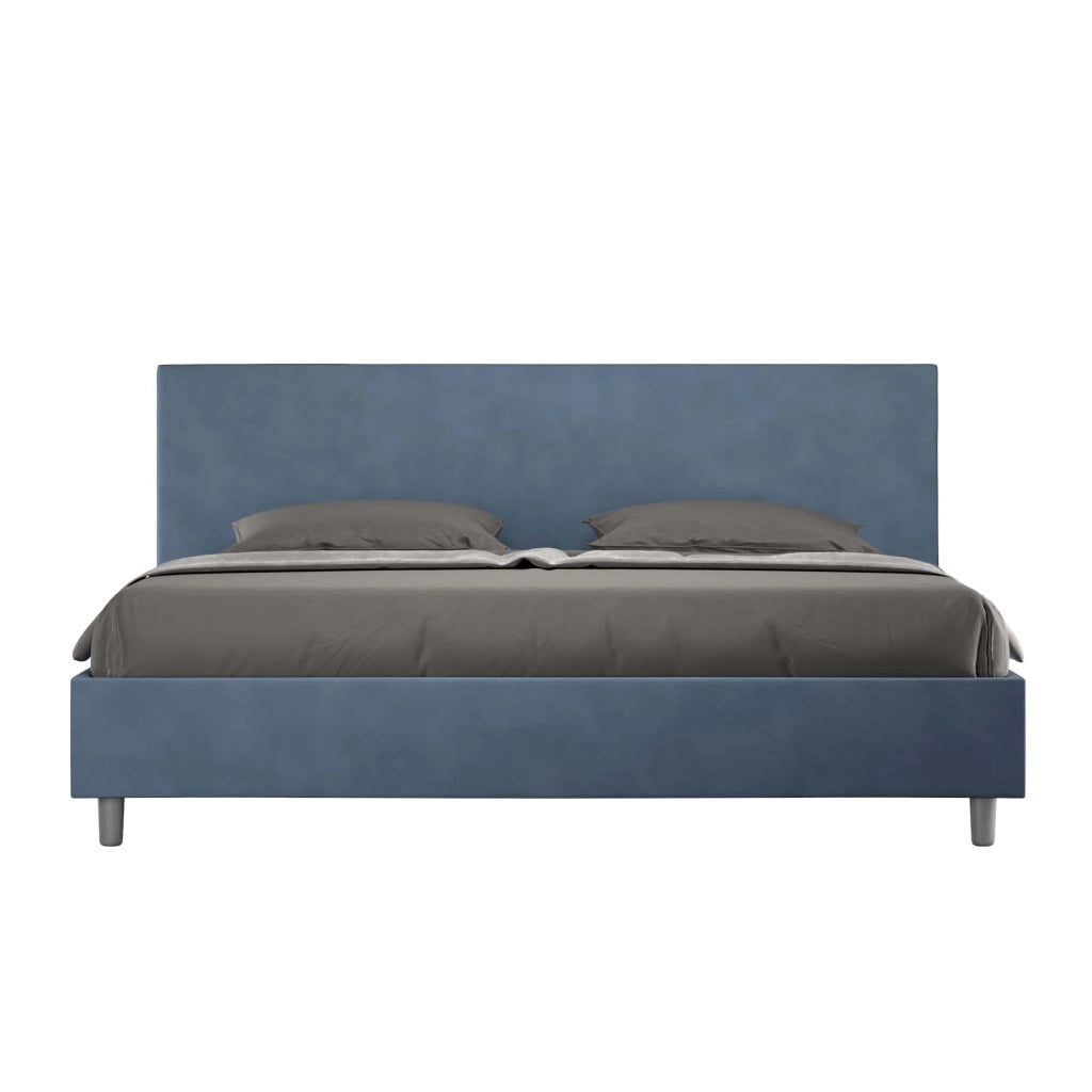 BS COM Letto contenitore imbottito 180x210 microfibra blu
