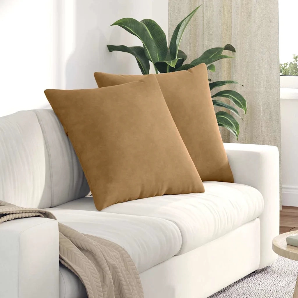 Cuscini da Divano 2 pcs Marrone 80 x 80 cm Tessuto in Cords 42014065