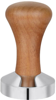 Tamper per caffè 51mm con manico in legno, tampone per caffè in acciaio inossidabile, tamper per espresso, massa 50-60 g, stile barista - colore scuro miele.