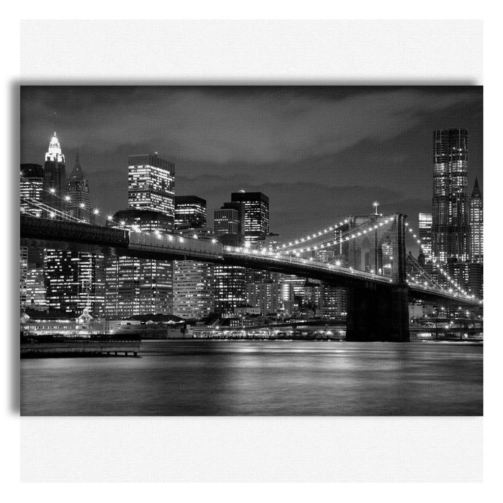 New York City by night - Quadro Canvas su telaio in legno Misura: 70X50 cm