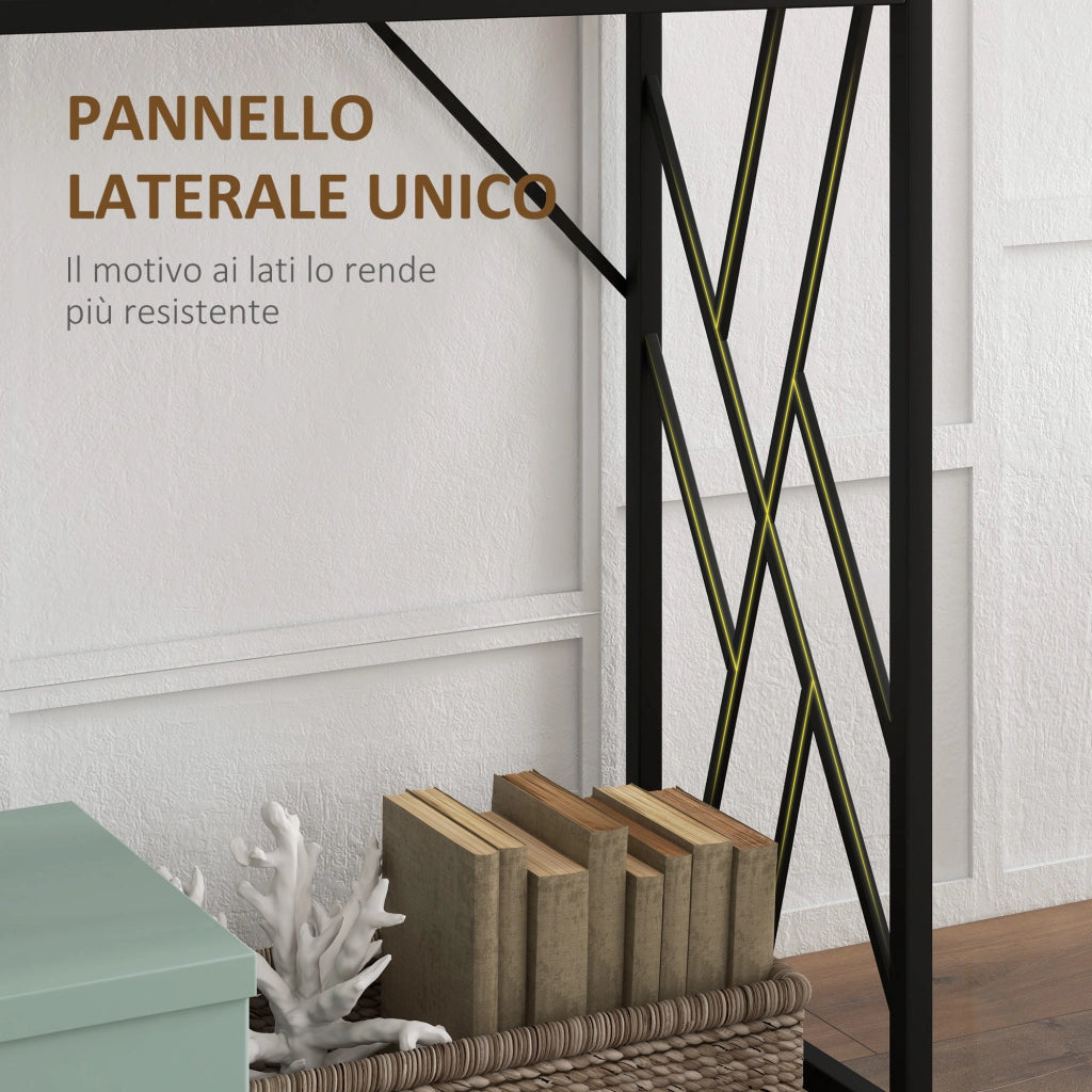Consolle da Ingresso ¨C Minimal ¨C Legno e Acciaio, Marrone, 120x35x75cm