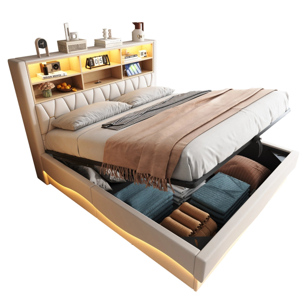 Letto 180x200 cm con LED; contenitore e USB