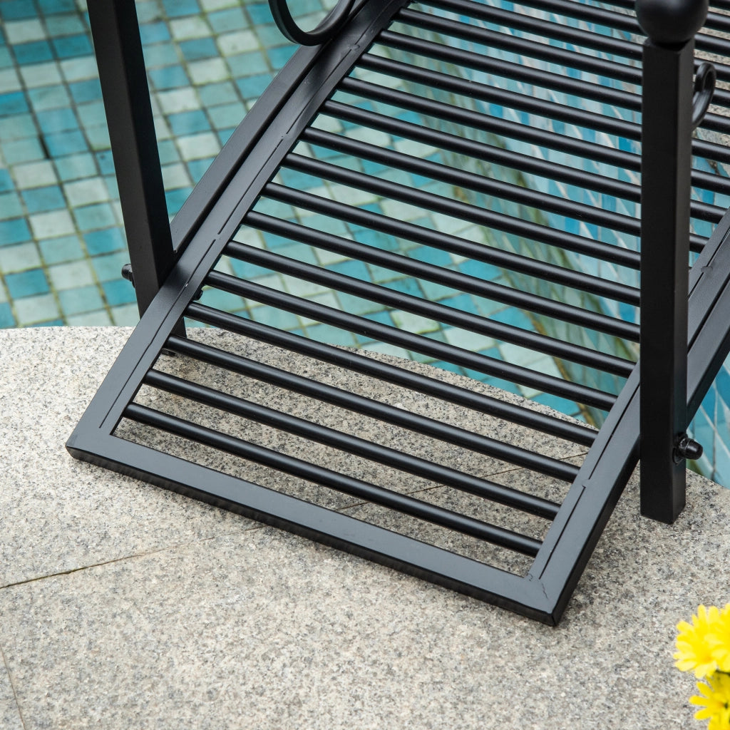 Ponte da giardino decorativo ¨C Xylo ¨C metallo nero con ringhiere laterali 102x48x49 cm