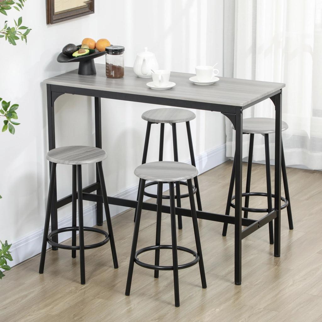 Set tavolo alto con 4 sgabelli ¨C Xylo ¨C Metallo nero legno cucina sala pranzo