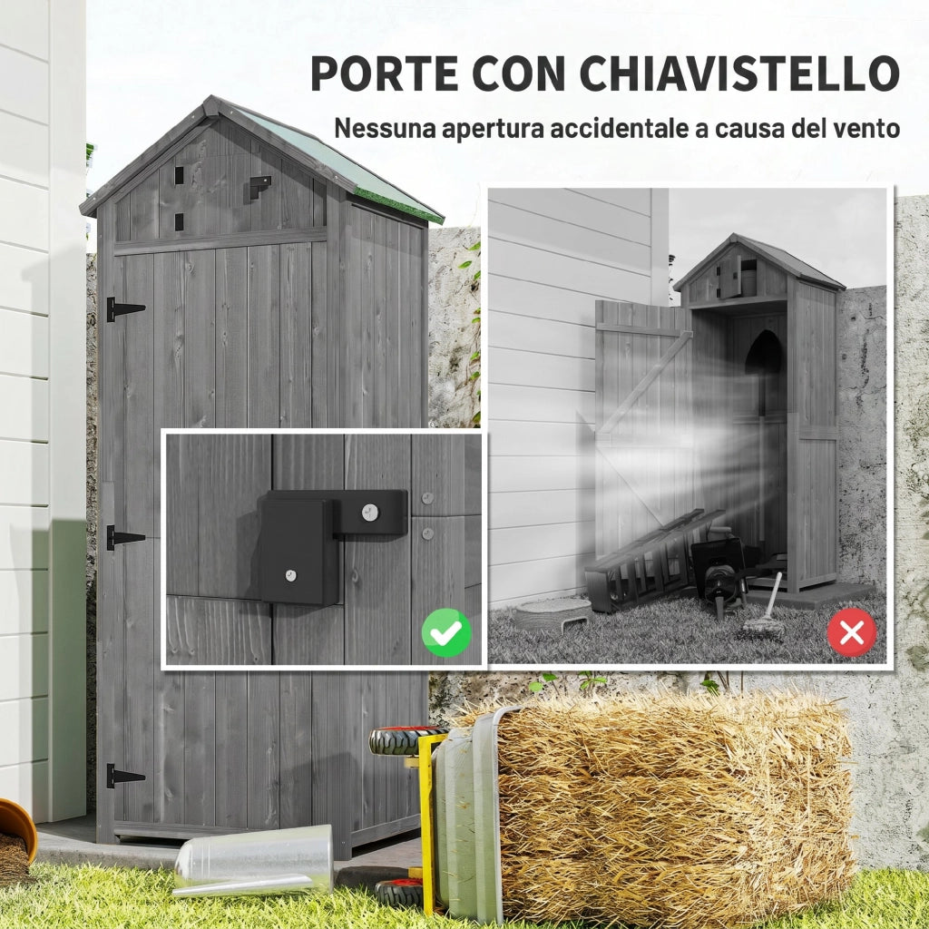 Capanno da Giardino in Legno ¨C zephmum ¨C Grigio 77x54.2x179cm