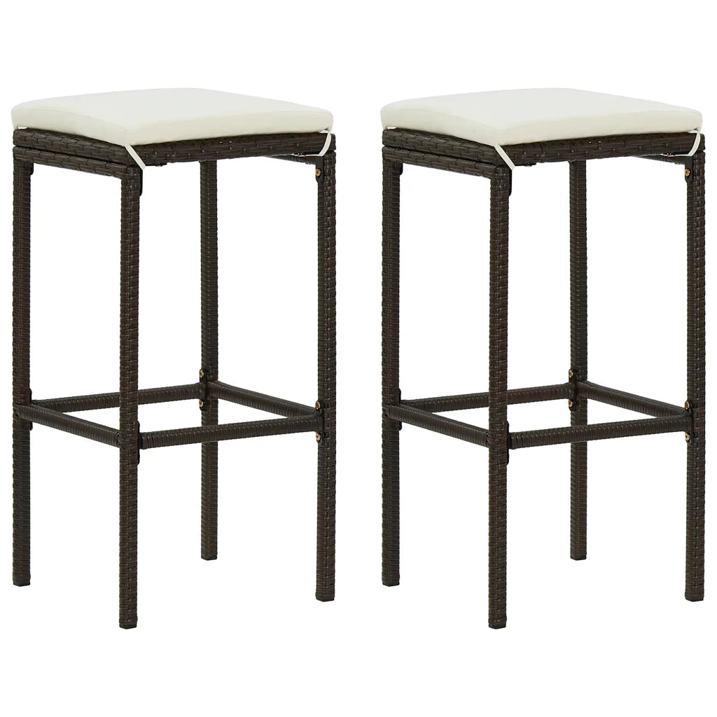 Set Bar da Giardino 3 pz | Set Salotto da Giardino con Cuscini in Polyrattan Marrone