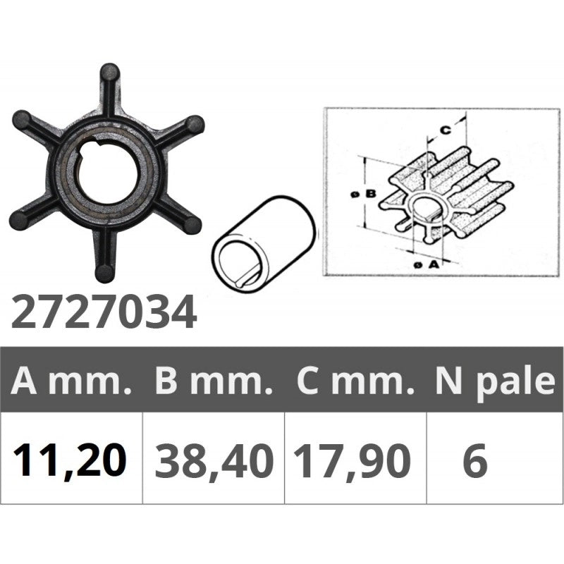 GIRANTE JOHNSON/EV. 2T 1,5-2-4-6 HP JOHNSON / EVINRUDE IMPELLER 387361