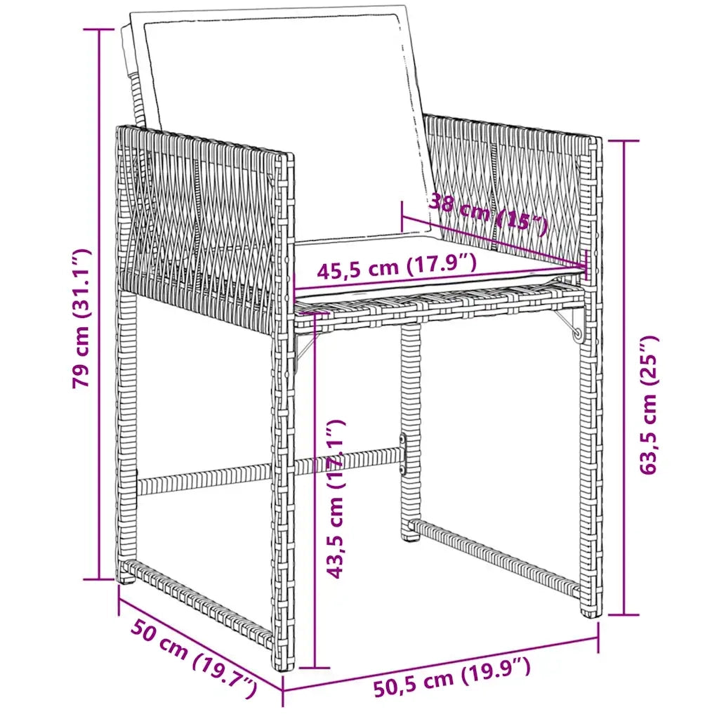 Set da Pranzo da Giardino 7pz con Cuscini in Polyrattan Marrone 3211449