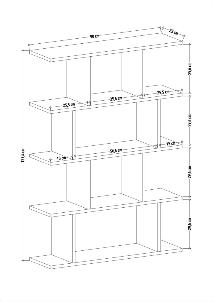 Libreria in legno "Harmon" - 90 x 25 x 127 cm - Bianco