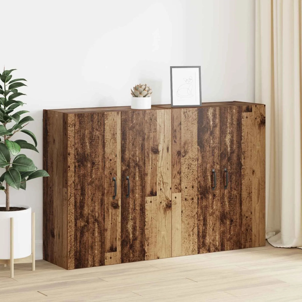 Mobiletto a muro 2 pcs Legno vecchio 69,5 x 34 x 90 cm 3394551