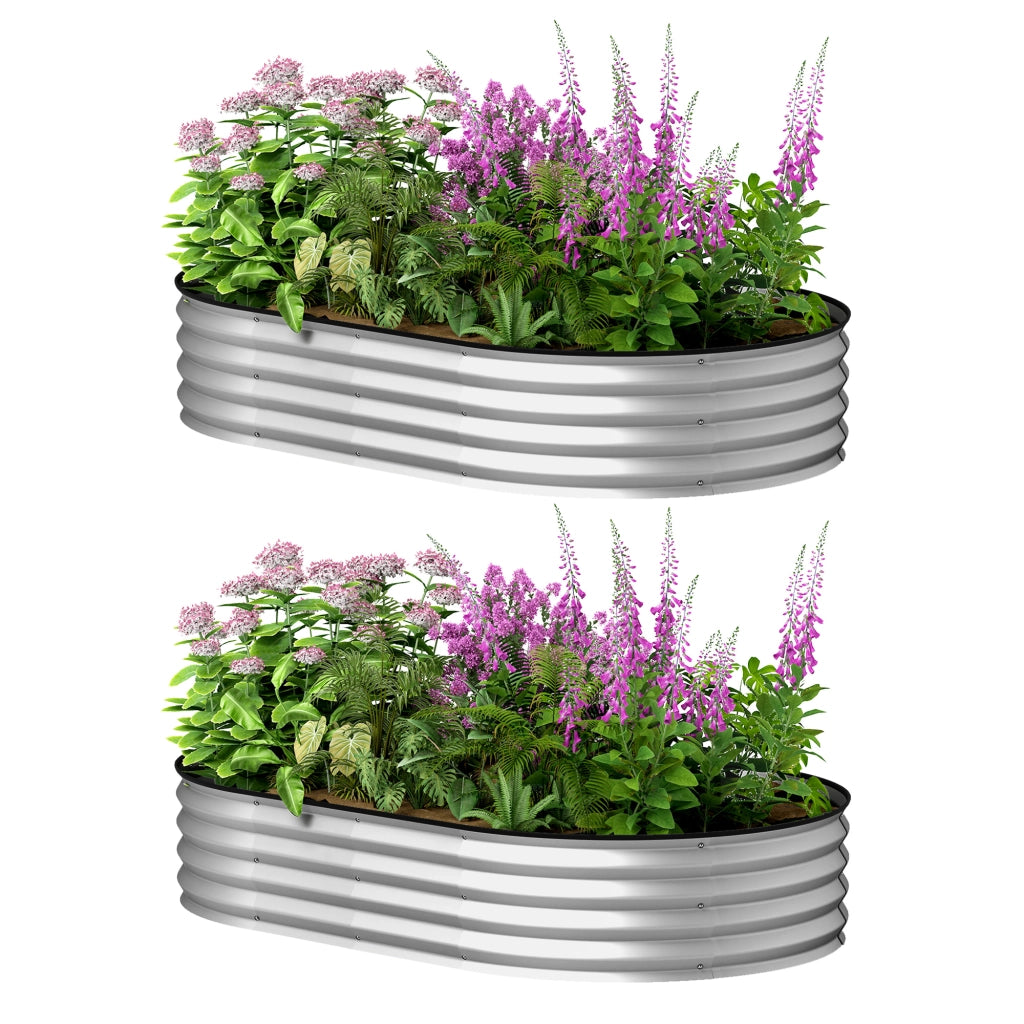 Fioriera rialzata in acciaio zincato ¨C Xylo ¨C Set 2 pezzi 152x91x30 cm argento con bordo gomma