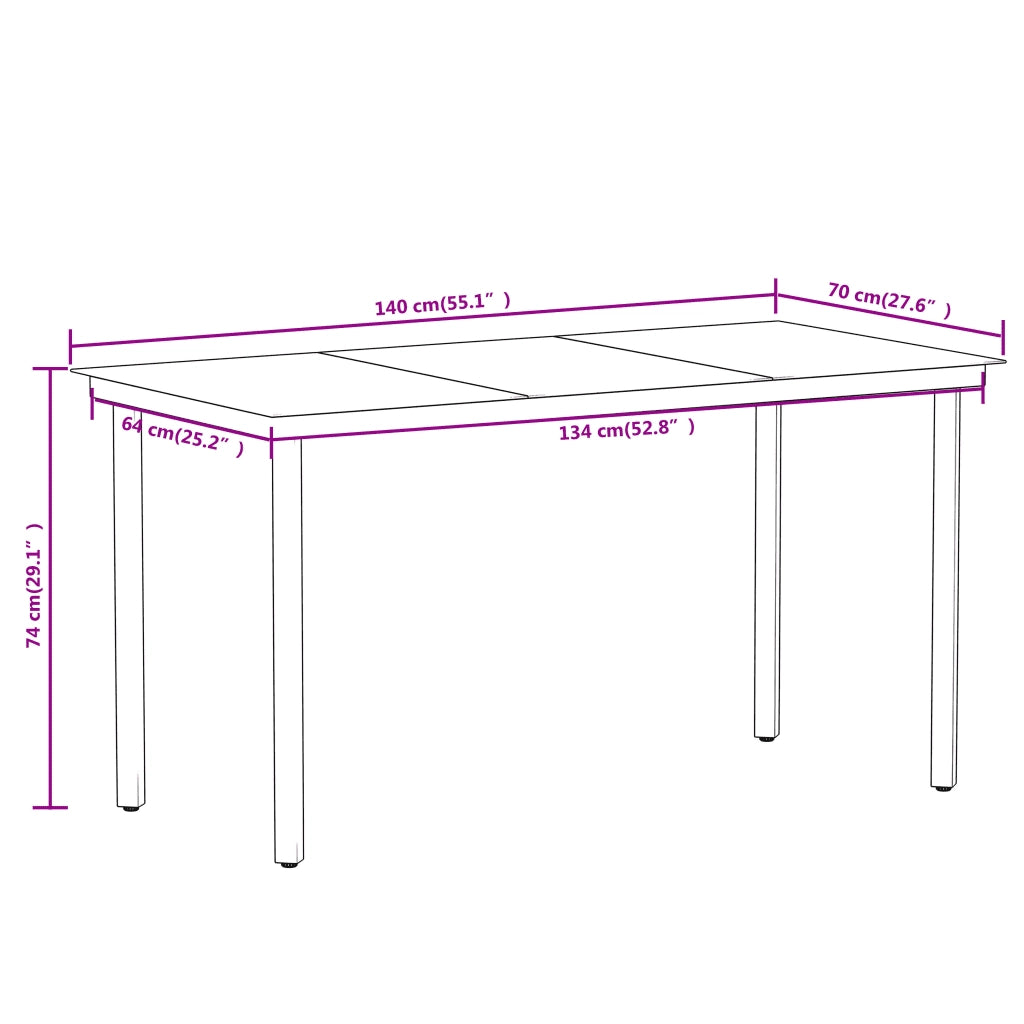 Set Mobili da Pranzo per Giardino 7 pz Nero 3099152