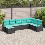Set di divani con cuscino 8 pcs Nero polyrattan 3359235