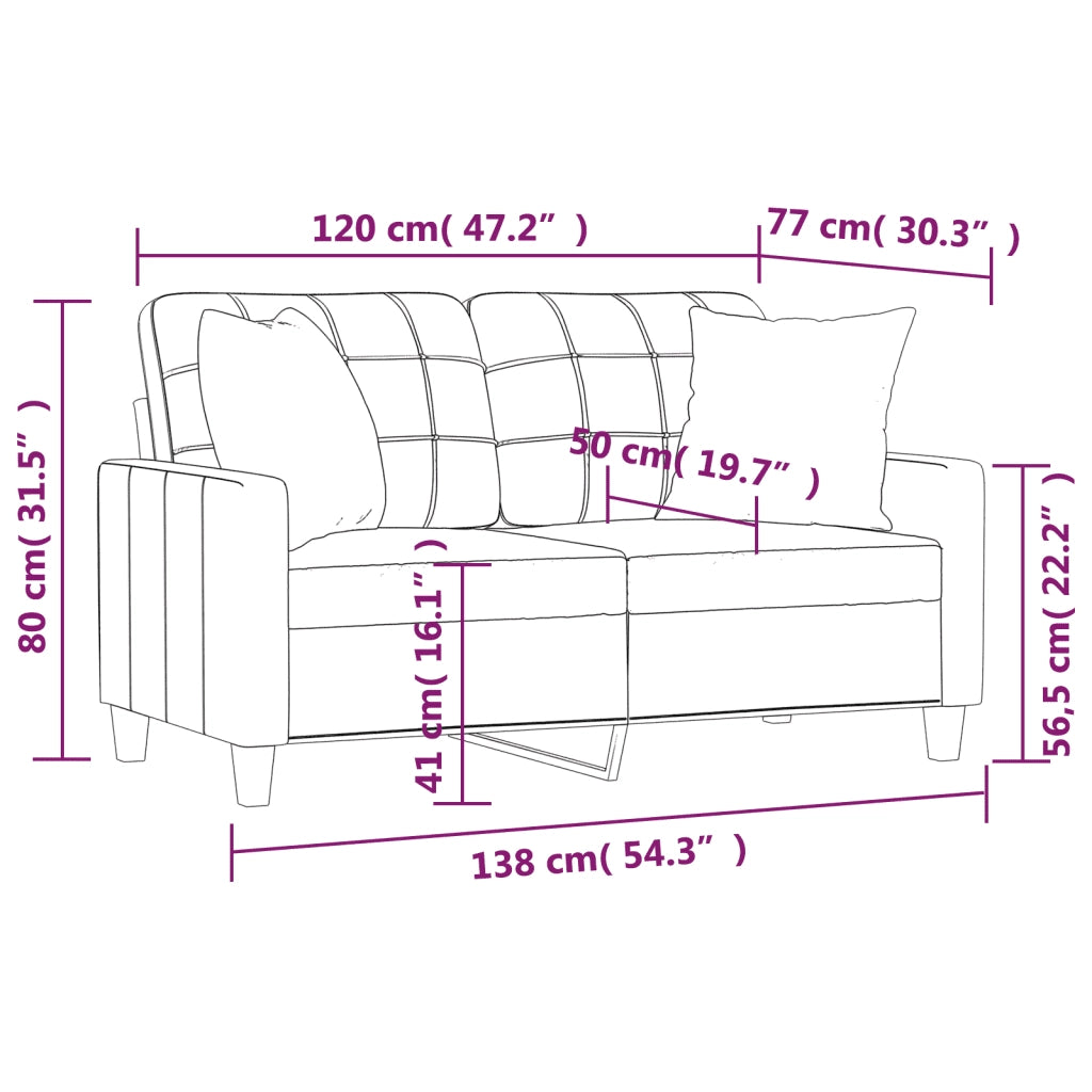 Divano a 2 Posti con Cuscini-Sofa 2 Posti con Cuscini Nero 120 cm in Similpelle 782443