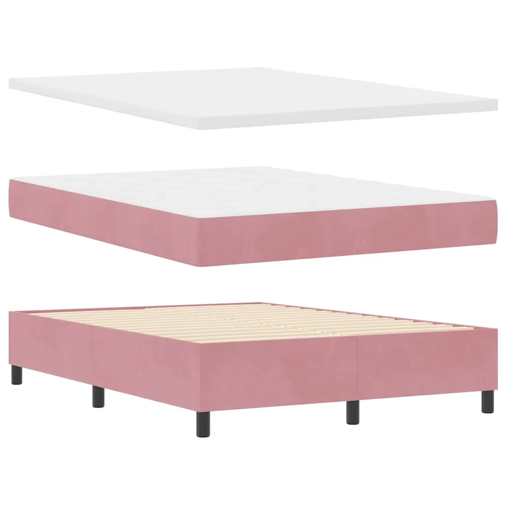 Letto a Sorgente LED con materasso Rosa 160 x 200 cm Tessuto