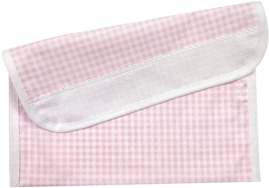 Slabbi di cotone con tela Aida per ricamo per bimbi formato 16 x 30 cm, a quadri rosa