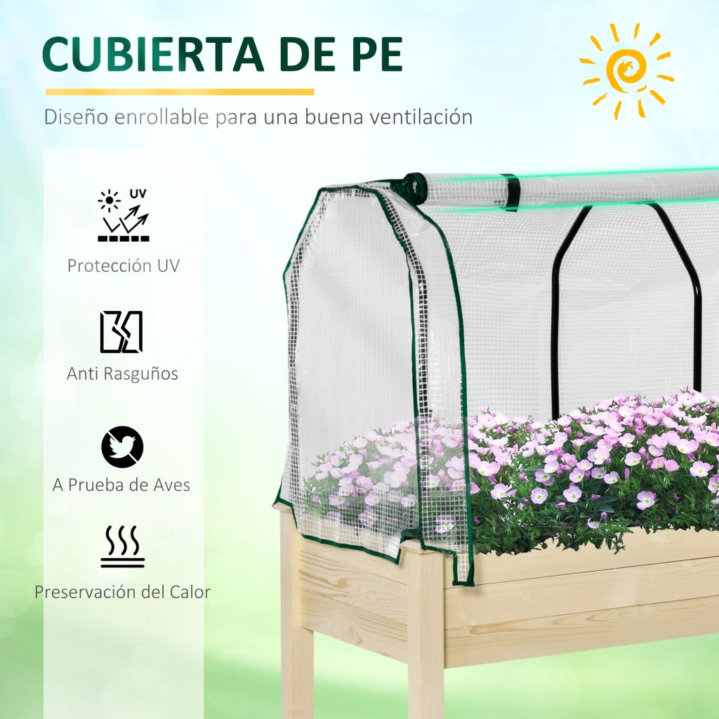 Tavolo da Giardino con Fioriera ¨C Minimal ¨C Legno Naturale 121x55x117 cm