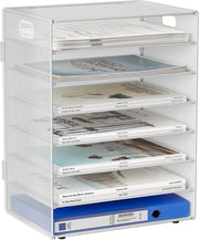 Organizzatore per ufficio - Archiviazione documenti - 7 livelli - Bianco - Metallo