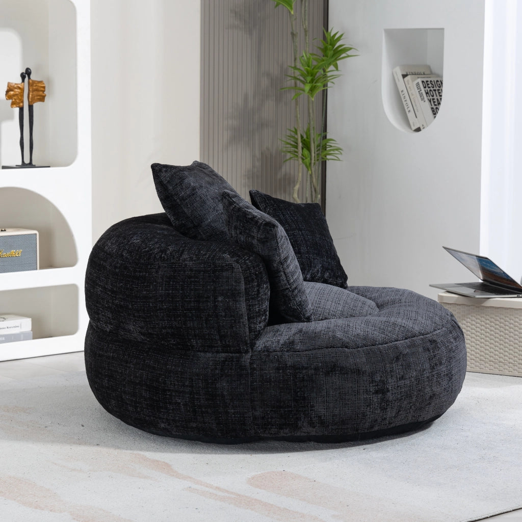 POLTRONA Relax 108x108x52 cm in Chenille Nera con Braccioli
