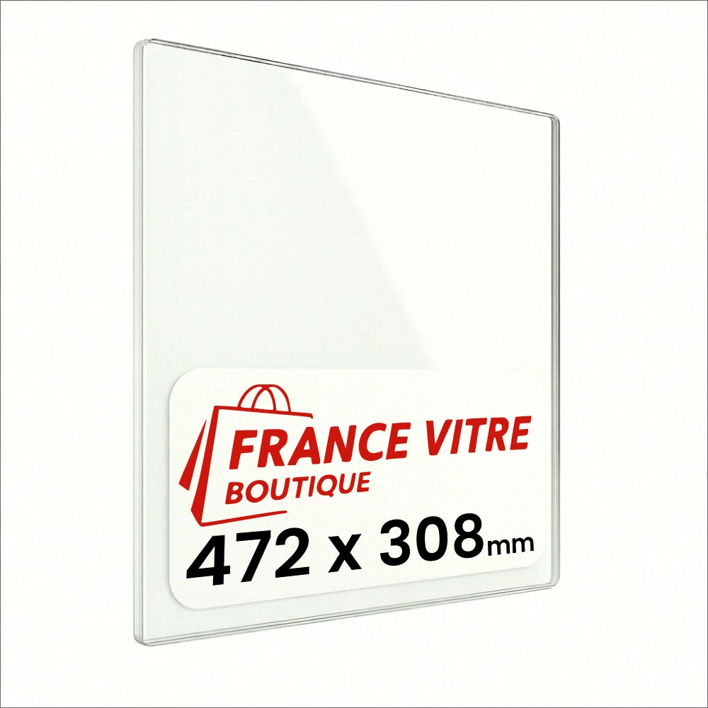 472 x 308 x 4 mm - Vetro per stufa a legna - vetro camino di ricambio - vetro per caminetto resistente al fuoco - France Vitre