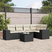 Set Divano da Giardino 6 pz con Cuscini Nero in Polyrattan 3222535
