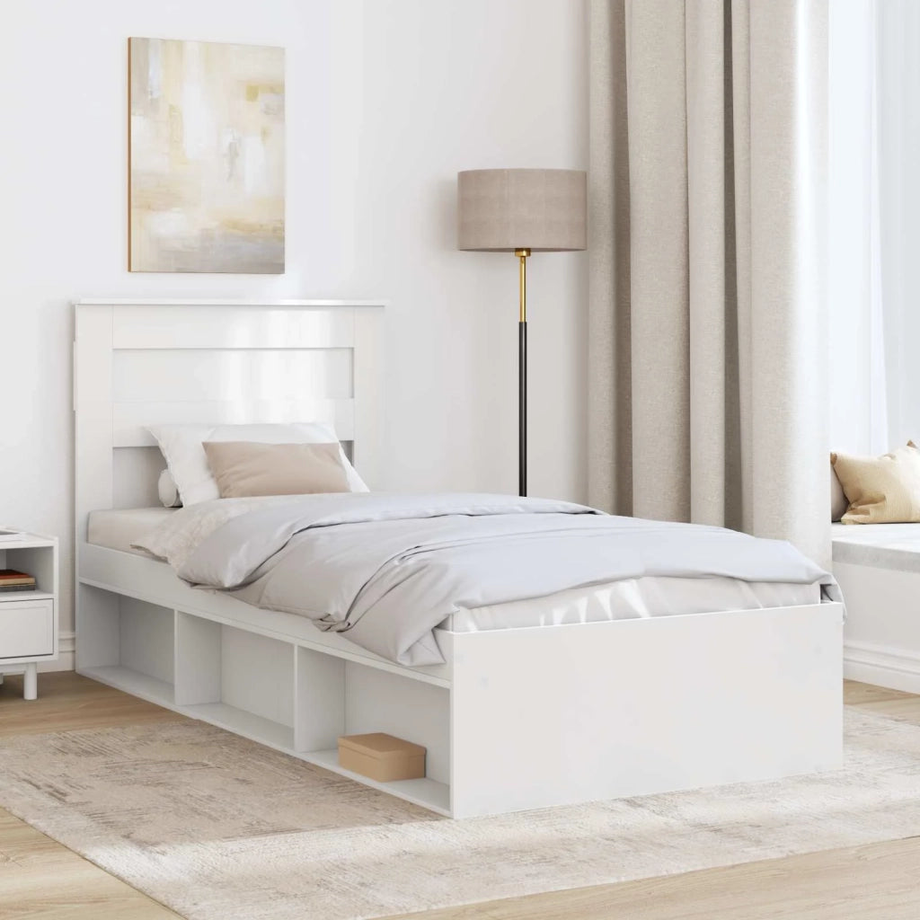 Letto singolo | Letto per adulti | Struttura del letto Bianco 100 x 200 cm Pino massello