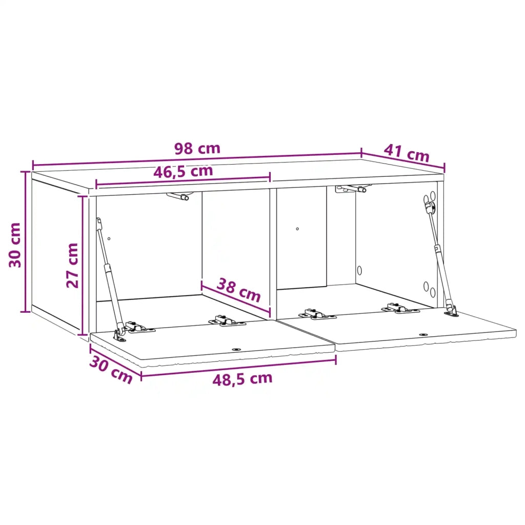 Mobile TV da Muro | Armadietto TV | Mobile Porta TV 98 x 41 x 30 cm Sonoma grigio