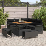 Set Divano da Giardino con cuscino con archiviazione 8 pcs Nero