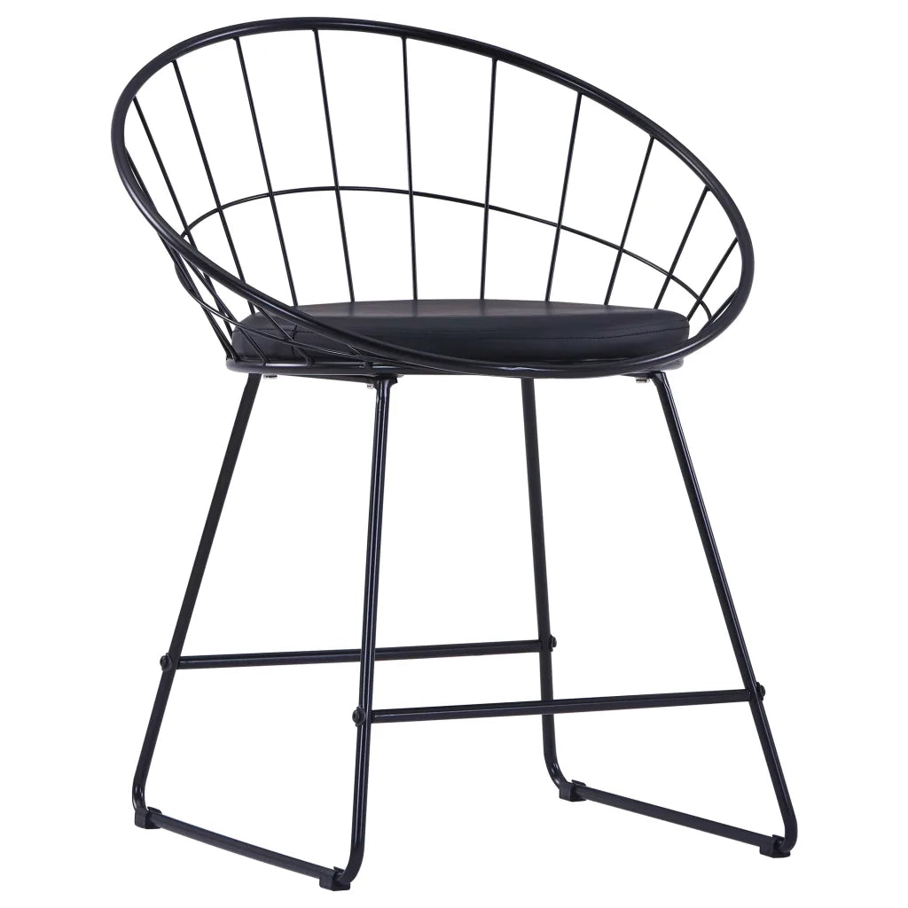 Sedie da Pranzo con Seduta in Similpelle 6 pz Nere in Acciaio 276236