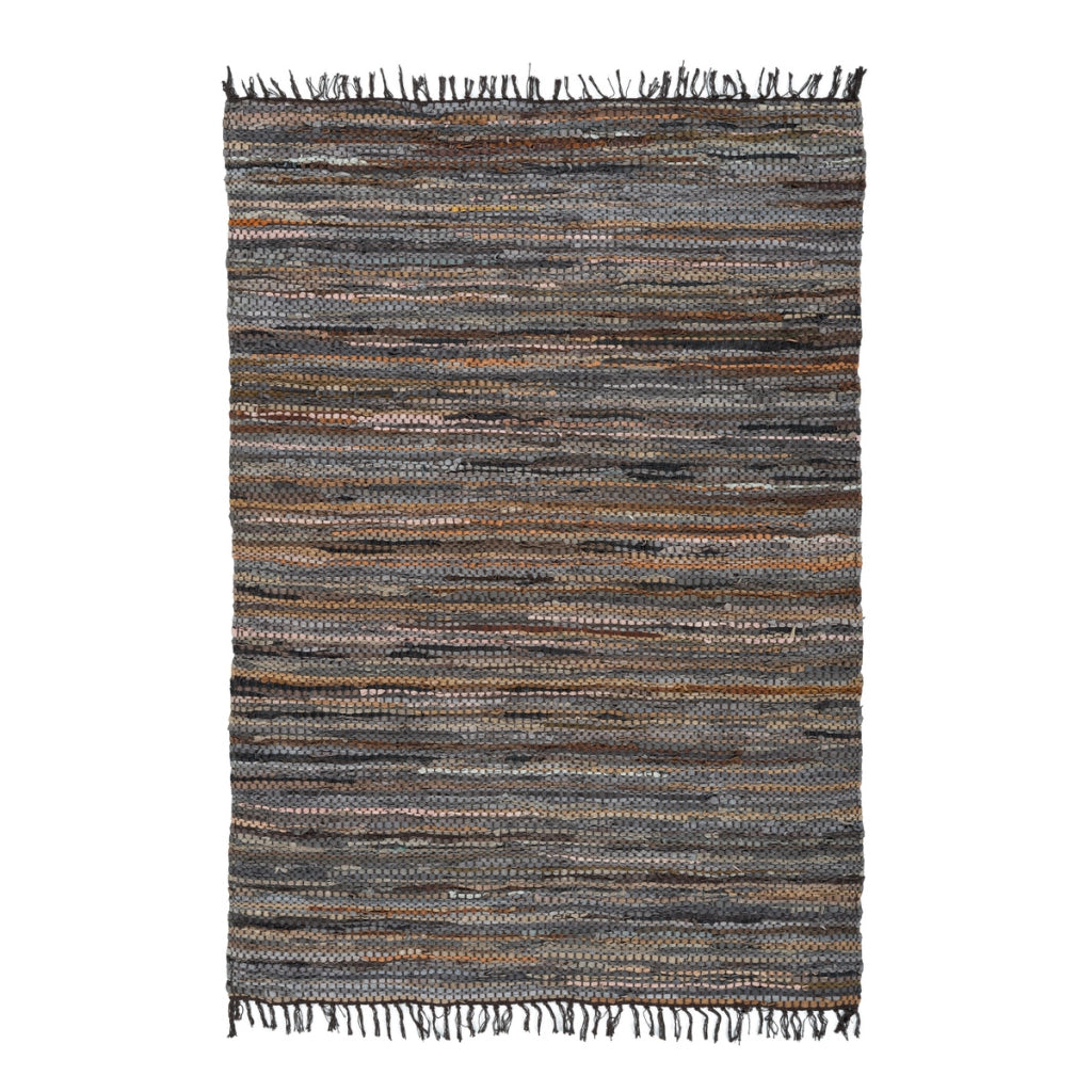 Tappeto in Vera Pelle Sonipat Braun Multicolore