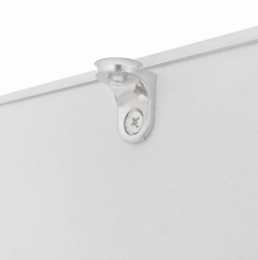 Tavolino da salotto moderno 100x50x32 cm bianco lucido con piano in vetro; cassetto e LED