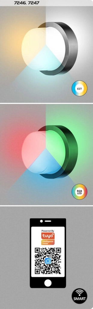 Applique esterna LED 10W CCT/RGB IP54 nera Rabalux
