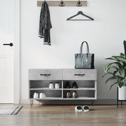 Panca Porta Scarpe-Sgabello-Panca Scarpiera Grigio Cemento 102x35x55cm Legno Multistrato 885601