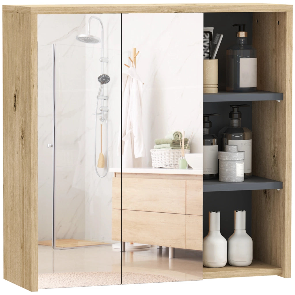 Armadio da bagno con specchio ¨C Xylo ¨C 3 ripiani legno naturale 60x20x60 cm
