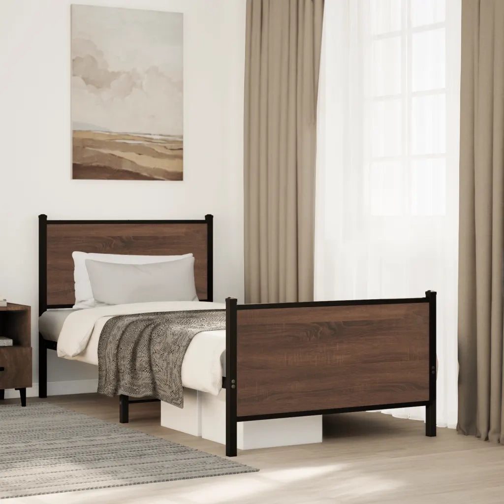 Giroletto senza Materasso-Struttura Letto in Metallo Rovere Marrone 75x190 cm 285386