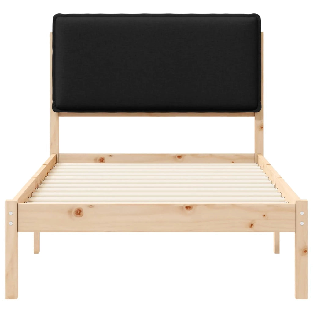 Letto singolo | Letto per adulti | Letto con Testiera Rivestita Nero 90 x 200 cm