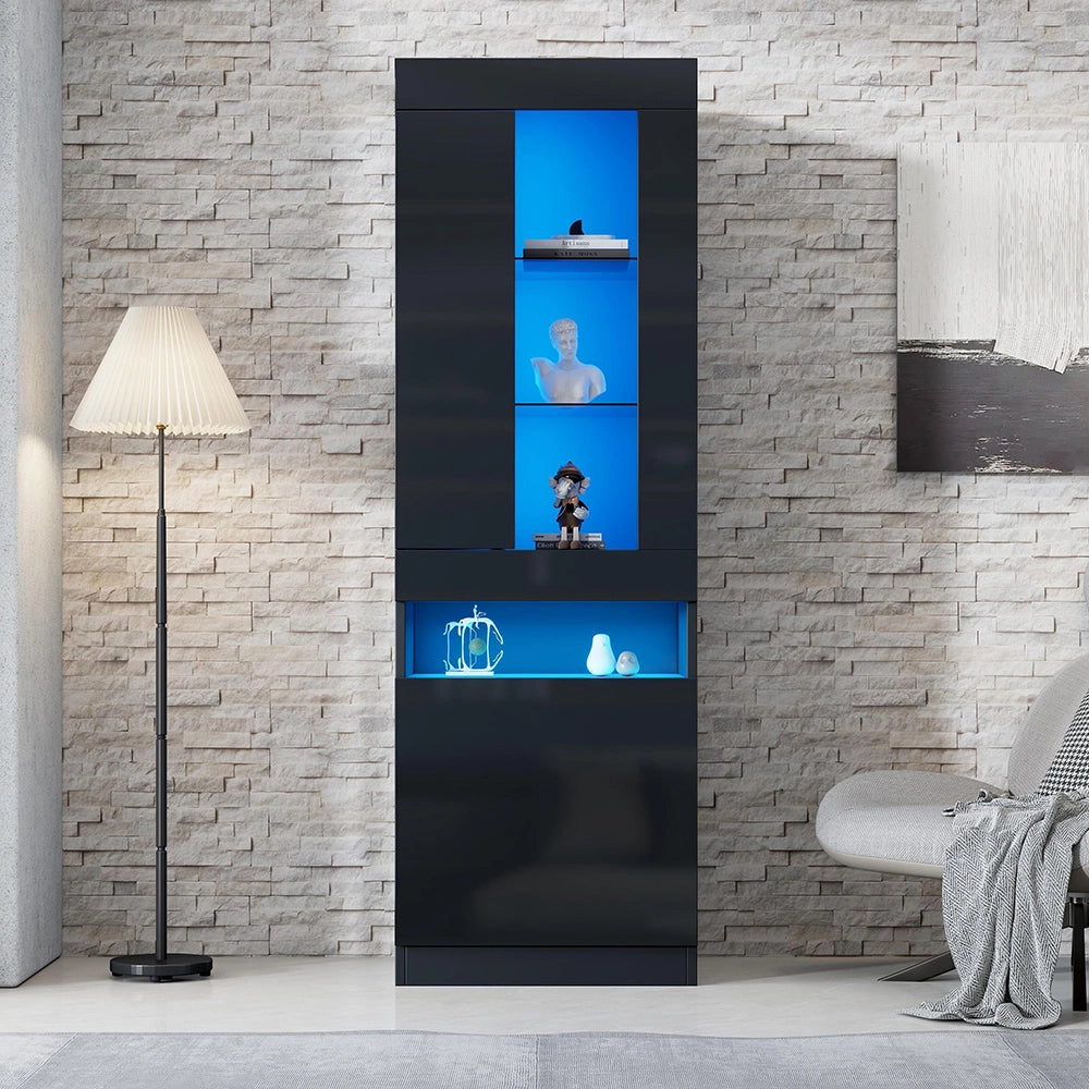 Vetrina con illuminazione LED - Xylo - vetrina con ante in acrilico, armadio per soggiorno, mobile a muro