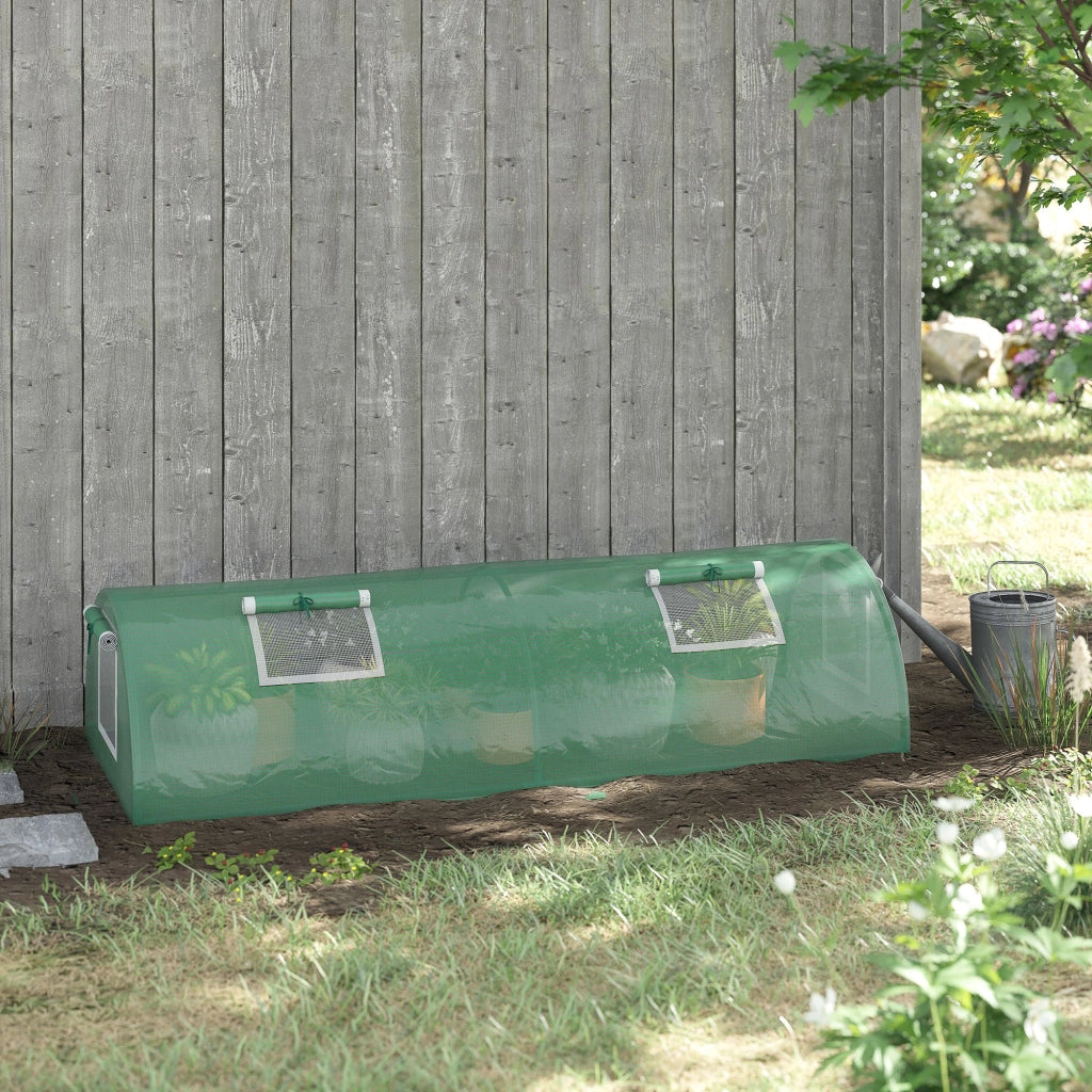 Serra da Giardino per Piante con 4 Finestre ¨C Xylo ¨C Struttura Acciaio e Copertura PE Anti-UV 200x80x45 cm Verde
