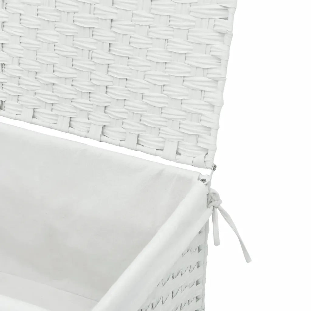 Cesto Portabiancheria Coperchio Bianco 55,5x35x34 cm Polyrattan CFW4981984