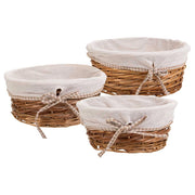Set di 3 cestini in vimini foderati marroni