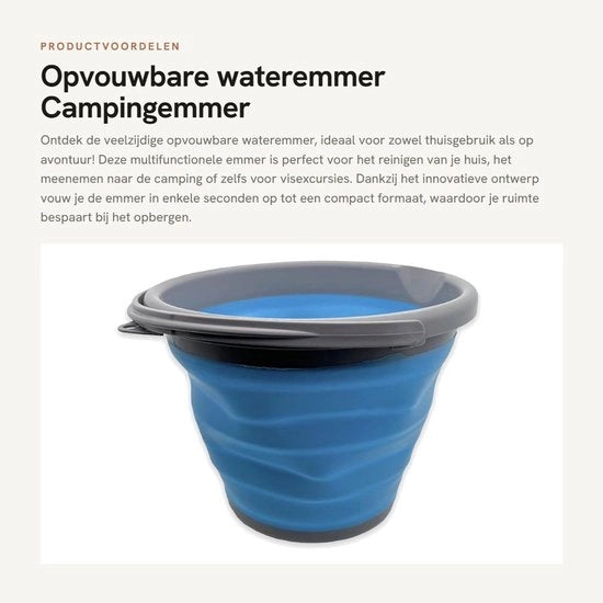 Emicemmer Opvougbile - Materiale Kunststof/Siliconen - Emmer per Camping - Emmer per la Cucina - Emmer per Pesca - Manico Portatile/Beccuccio - Emmer Pieghevole