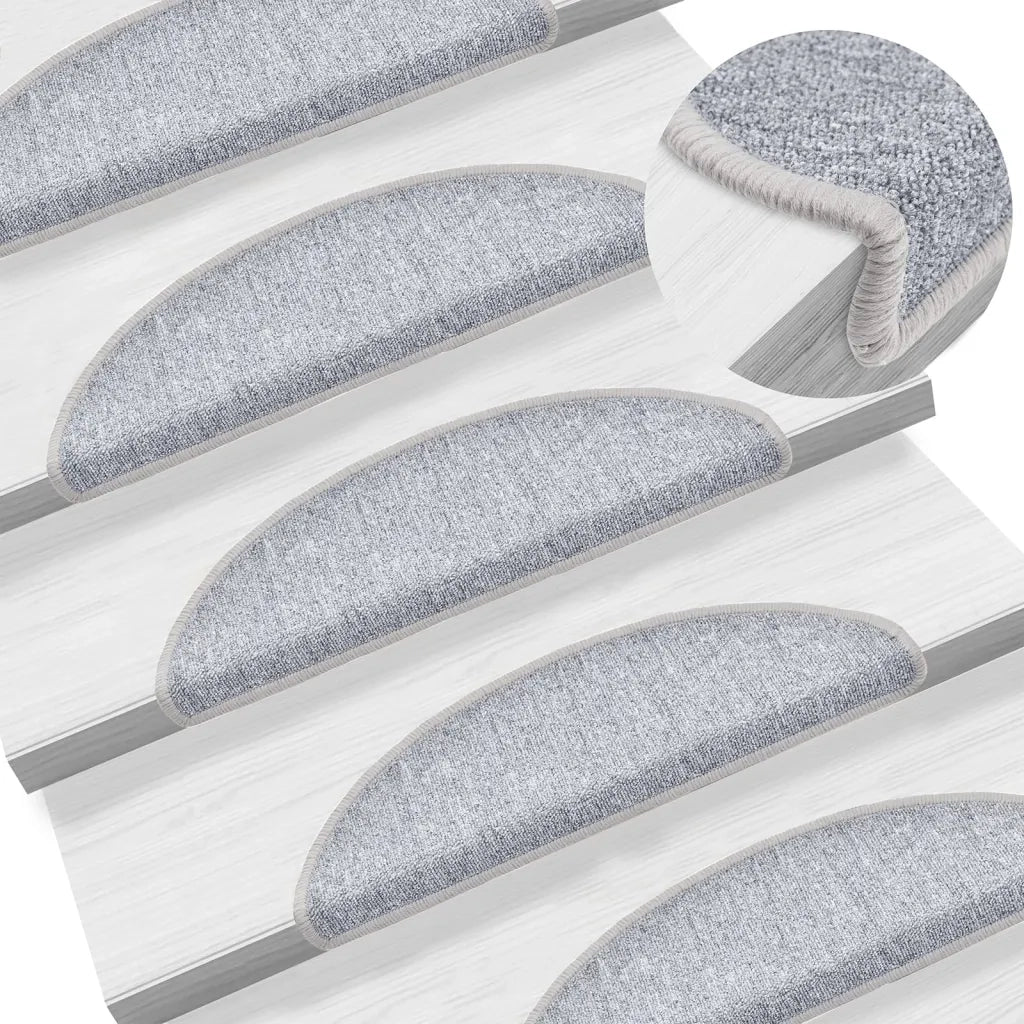 Tappetini per scale 10 pz | Gradini per Scale 56x17x3 cm Grigio chiaro Semicircolari