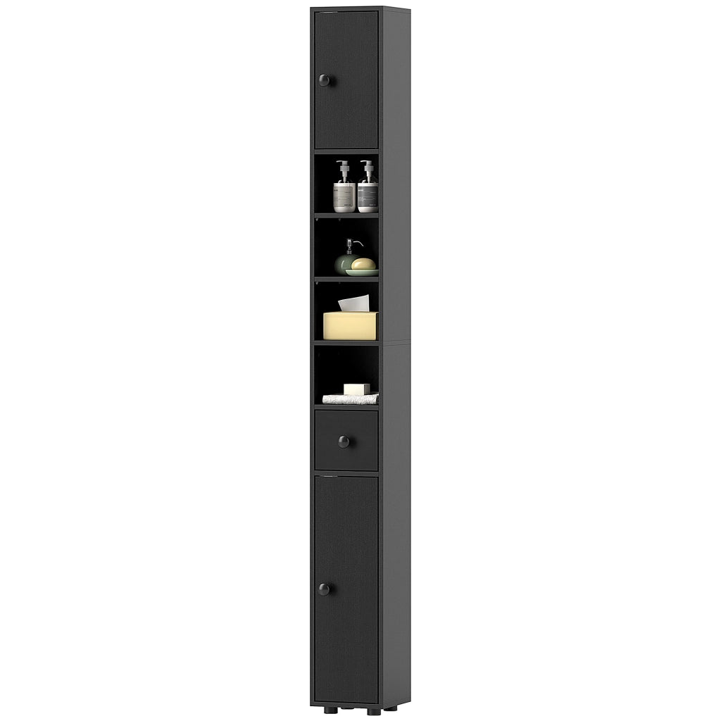 Colonna Armadietto Bagno con Ripiani Regolabili ¨C Minimal ¨C 20x20x180 cm Nero