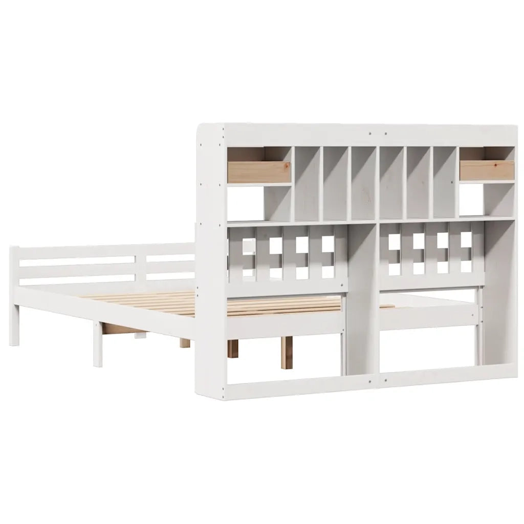 Letto Libreria senza Materasso Bianco 150x200 cm Legno di Pino 3322266